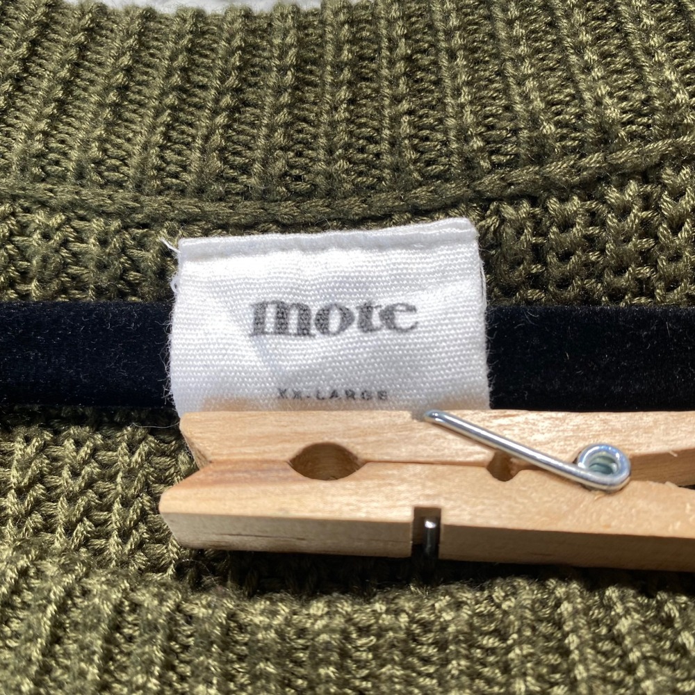 MOTE Olive Green Knit‎ Sweater Tunic Oversized 3/4 Sleeve Drop Waist XX Large - Picture 4 of 7